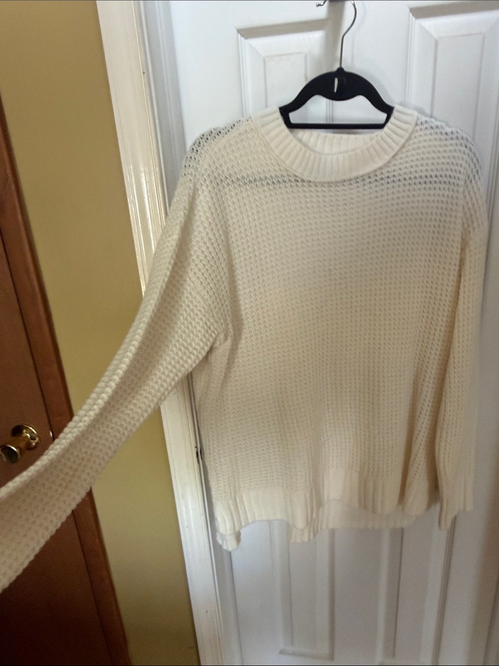 SO Cream Waffle Knit Crewneck Sweater